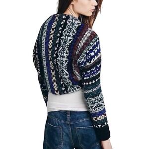 Free People Fair Isle Shrug Sweater Lace Lined Size XS Whimsical Fairy Y2K